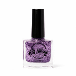 Oh Flossy Purple Glitter Kids Nail Polish bottle on a plain white background