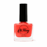 Oh Flossy Watermelon Kids Nail Polish in vibrant coral red on white background