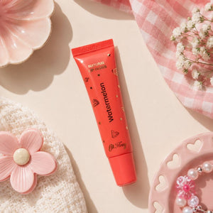 Oh Flossy Watermelon kids lip gloss tube with pastel floral styling