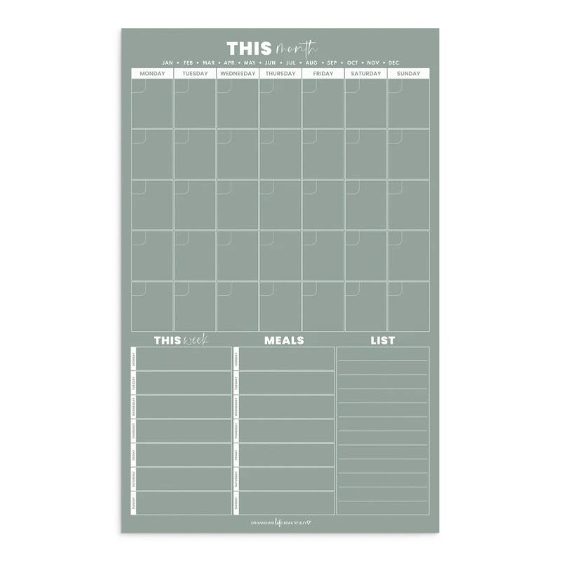 Organising Life Beautifully – Magnet Multi Planner with Weekly Planner, Meal Planner & Notes – Sage – Love Shack Gifware (1)