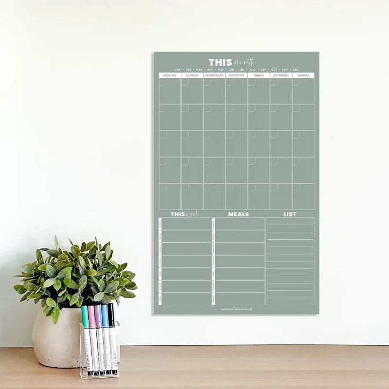 Organising Life Beautifully – Magnet Multi Planner with Weekly Planner, Meal Planner & Notes – Sage – Love Shack Gifware