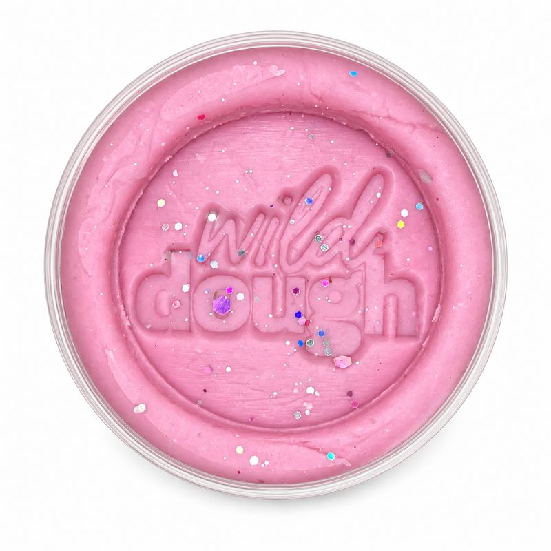 Pink Pink Tutti Fruiti Glitter - Jar 280g of dough in a container with 'wild dough' branding on a white background