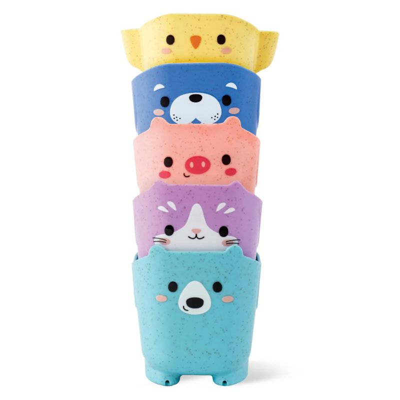 Tiger Tribe animal cups bath toy colorful stackable kids bath cups set