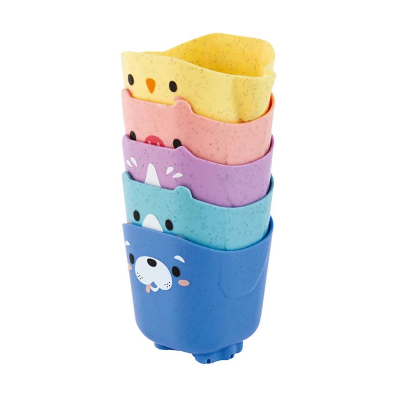 Tiger Tribe stackable animal bath cups side view kids toy
