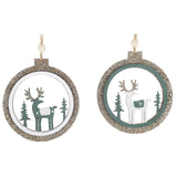 REINDEER SCENE IN BAUBLE HANGING DECORATION SAGE 8.5CM – LOVE SHACK GIFTWARE