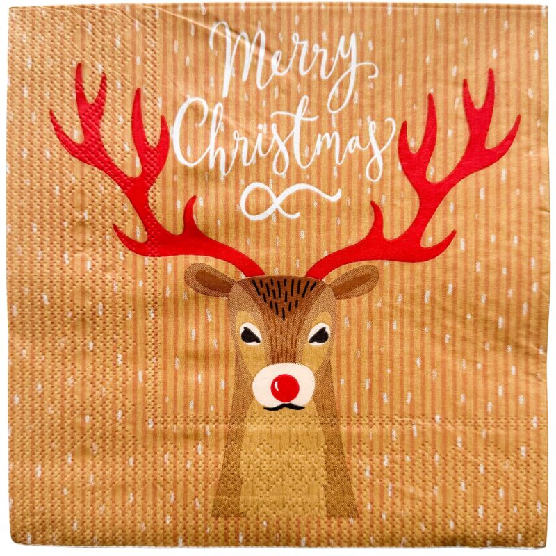 Reindeer Napkins Brown & Red – Love Shack Giftware
