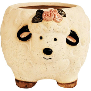 Sheep with Flower Planter Sand 11cm – Love Shack Giftware