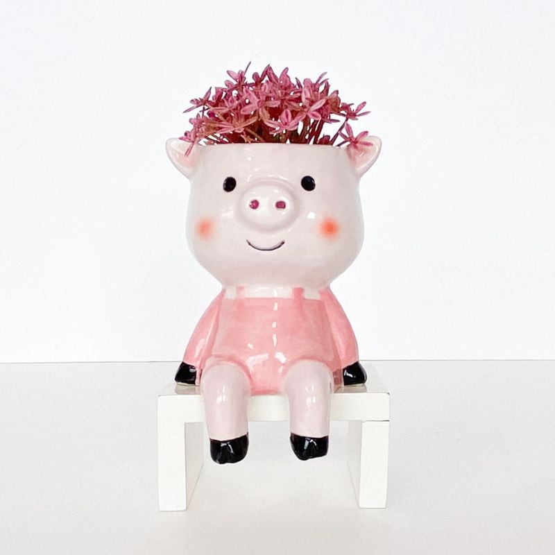 Sitting Pig Planter Light Pink & Pink 14 (1)