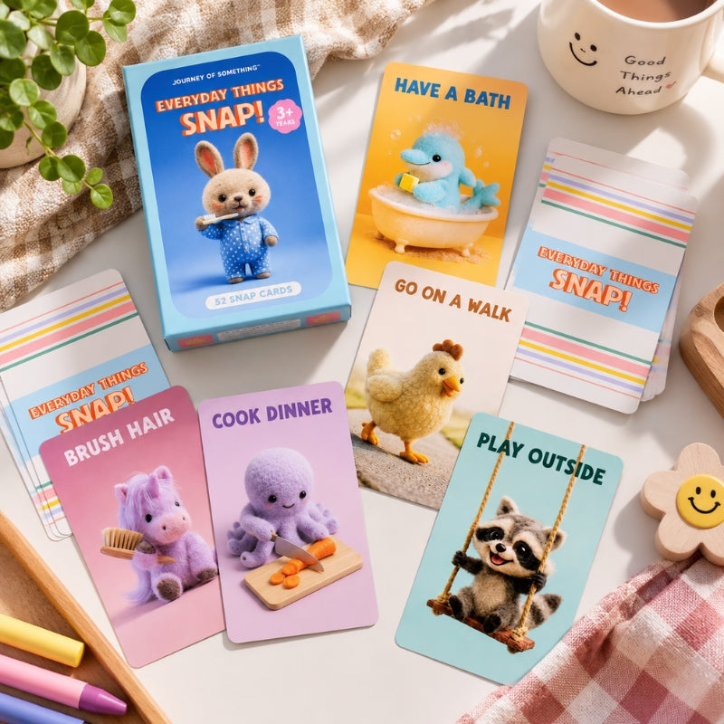 Everyday Things Snap cards styled with colourful everyday activity illustrations