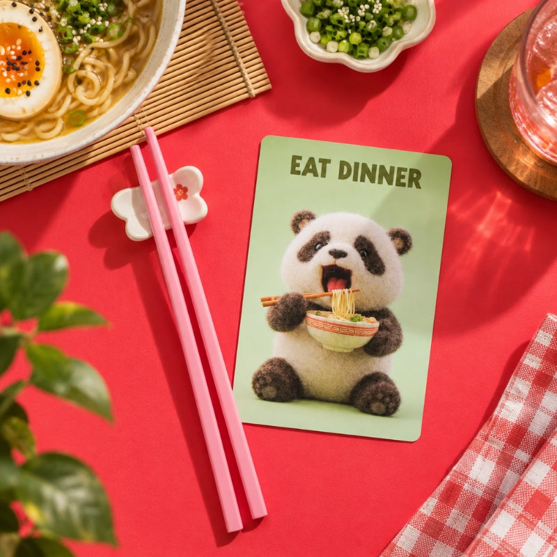 Eat Dinner Everyday Things Snap card styled with chopsticks and food props