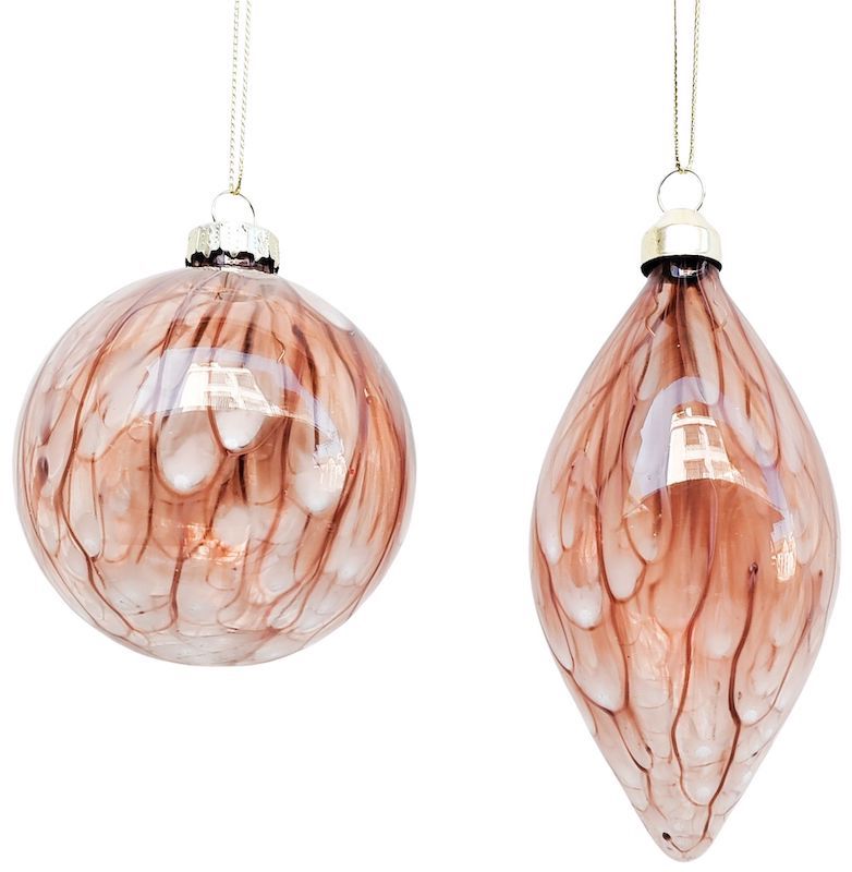 Speckle Glass Teardrop & Bauble Hanging – Dusty Pink – Love Shack Giftware