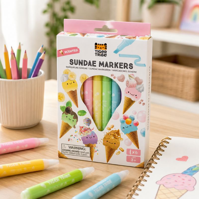 Tiger Tribe markers packaging and product display