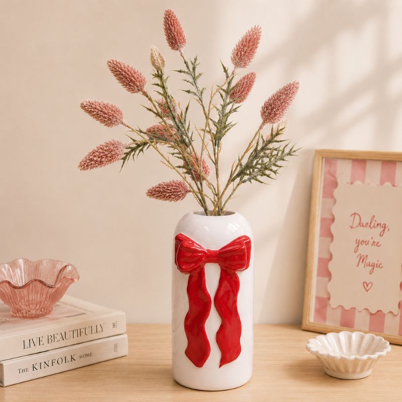 Urban Products - Tall Bow Ceramic Vase Red & Pink