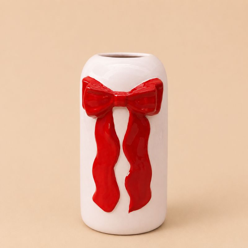 Urban Products - Tall Bow Ceramic Vase Red & Pink