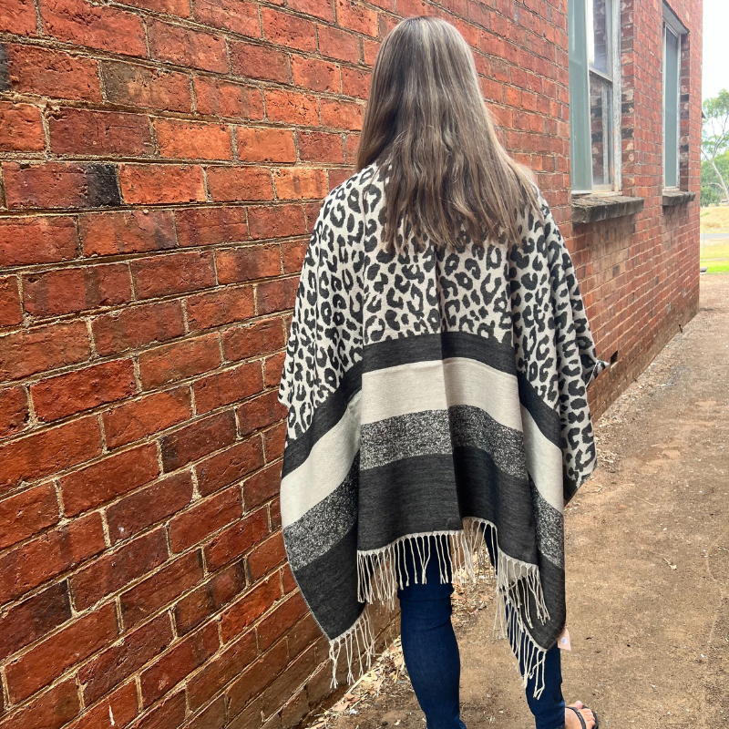 Grey Leopard Print Poncho Back – Love Shack Giftware