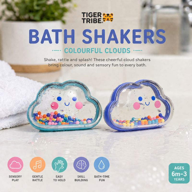 Tiger Tribe Bath Shakers Colourful Clouds bath toy with colorful beads inside