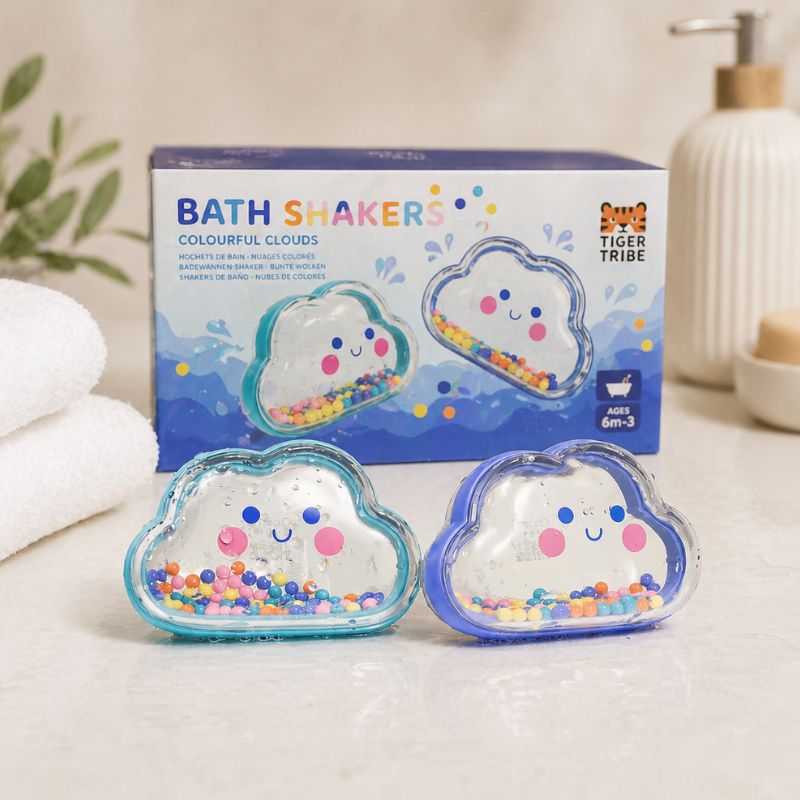 Tiger Tribe Bath Shakers Colourful Clouds packaging box bath toy for kids