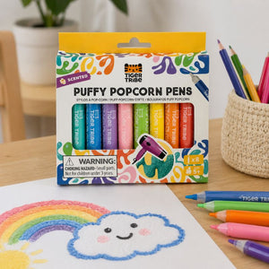 Tiger Tribe scented puffy popcorn pens set of 8 colorful markers