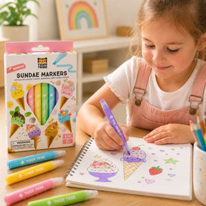 Kids using scented markers for creative coloring activity
