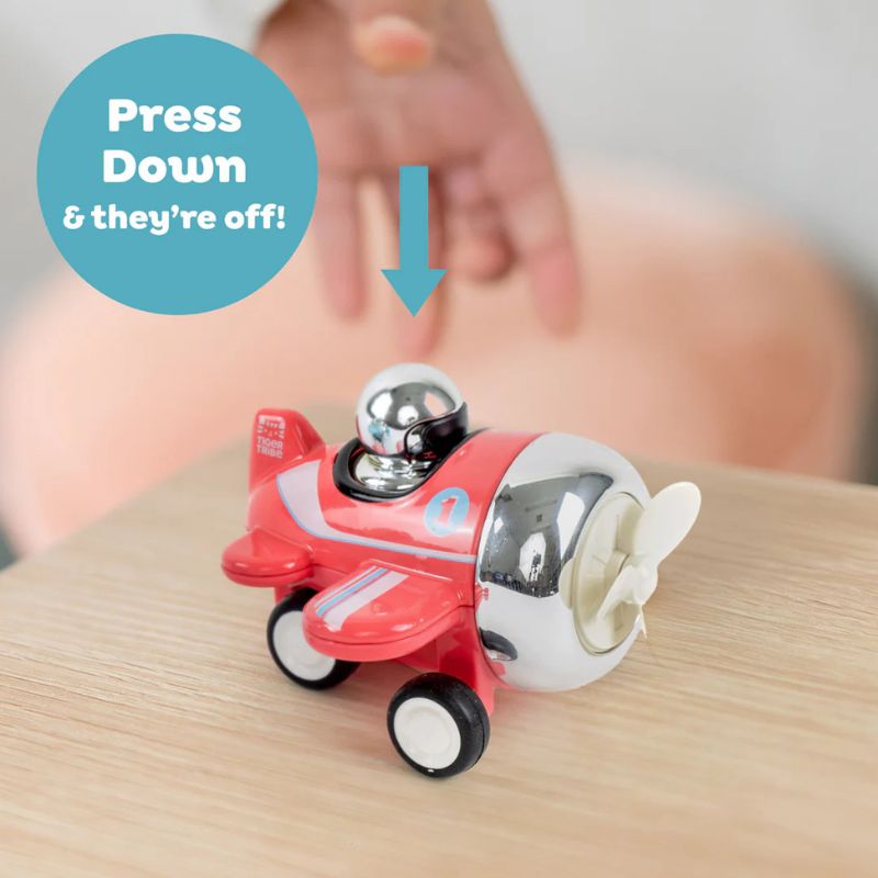 Tiger Tribe Presto Plane push toy press down and they're off