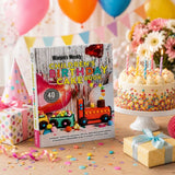 Children's Birthday Cake Book with birthday cake and decorations