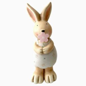 Ceramic Standing Rabbit With Flower - Love Shack Giftware