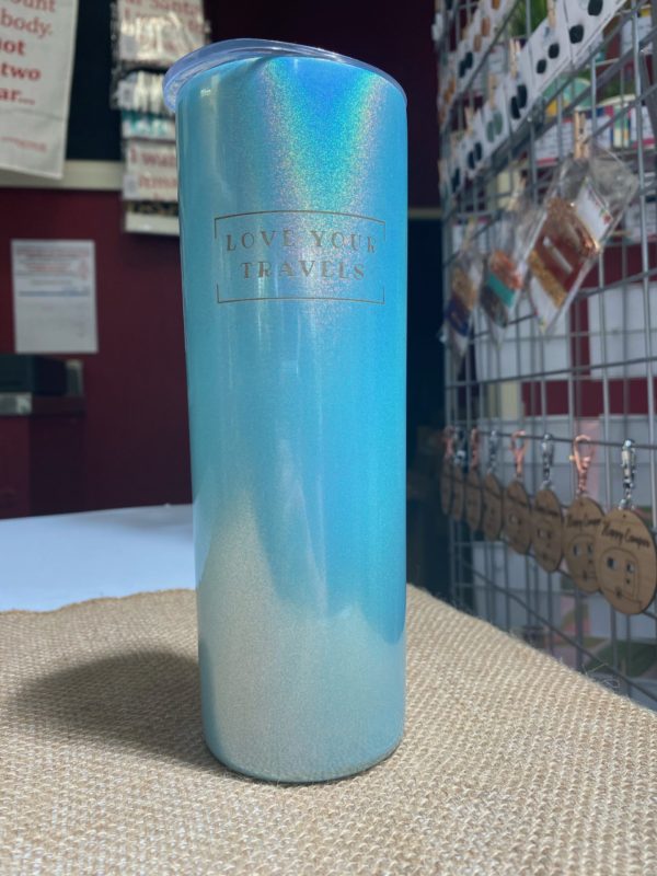 Love Your Travels Blue Glitter Travel Mug - Love Shack Giftware