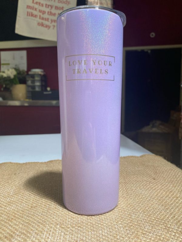 Love Your Travels Pastel Purple Glitter Travel Mug - Love Shack Giftware