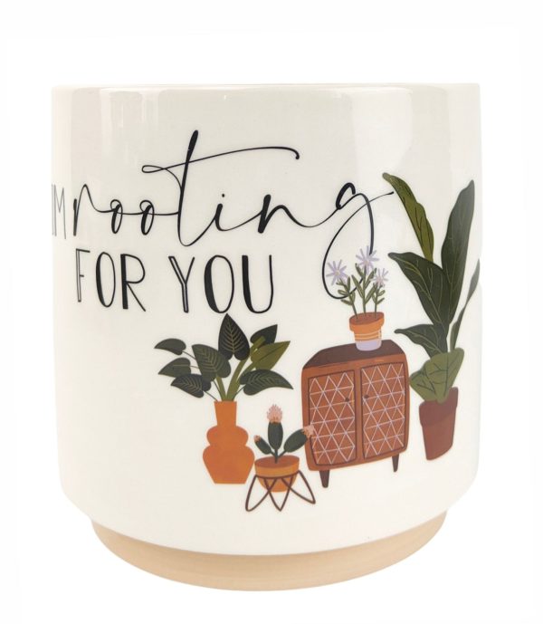 I'm Rooting For You Pun Planter Beige & Green Small - Love Shack Giftware