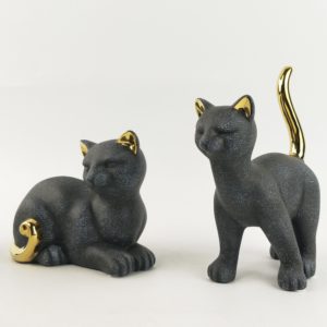 Cat Ornament Charcoal & Gold - Love Shack Giftware