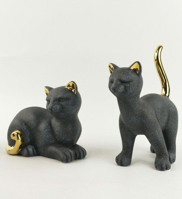 Cat Ornament Charcoal & Gold - Love Shack Giftware