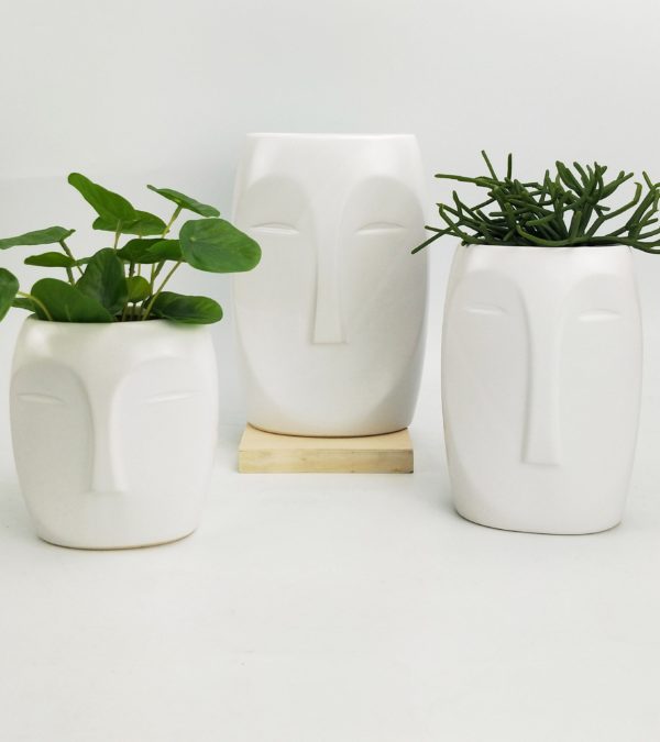 Aztec Face Vase White - Love Shack Giftware