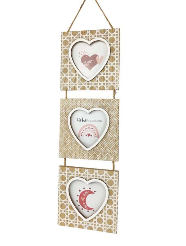Romie Triple Hanging Frame Natural 56cm - Love Shack Giftware