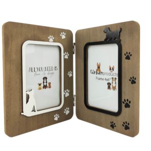 Cute Dog Double Frame Natural - Love Shack Giftware