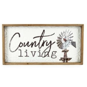 Pressed Metal With Timber Frame Wallhanging Country Living - Love Shack Giftware