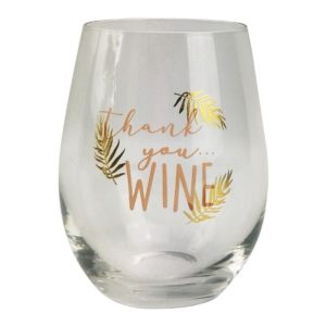 Thank You Wine Glass Pink & Gold - Love Shack Giftware