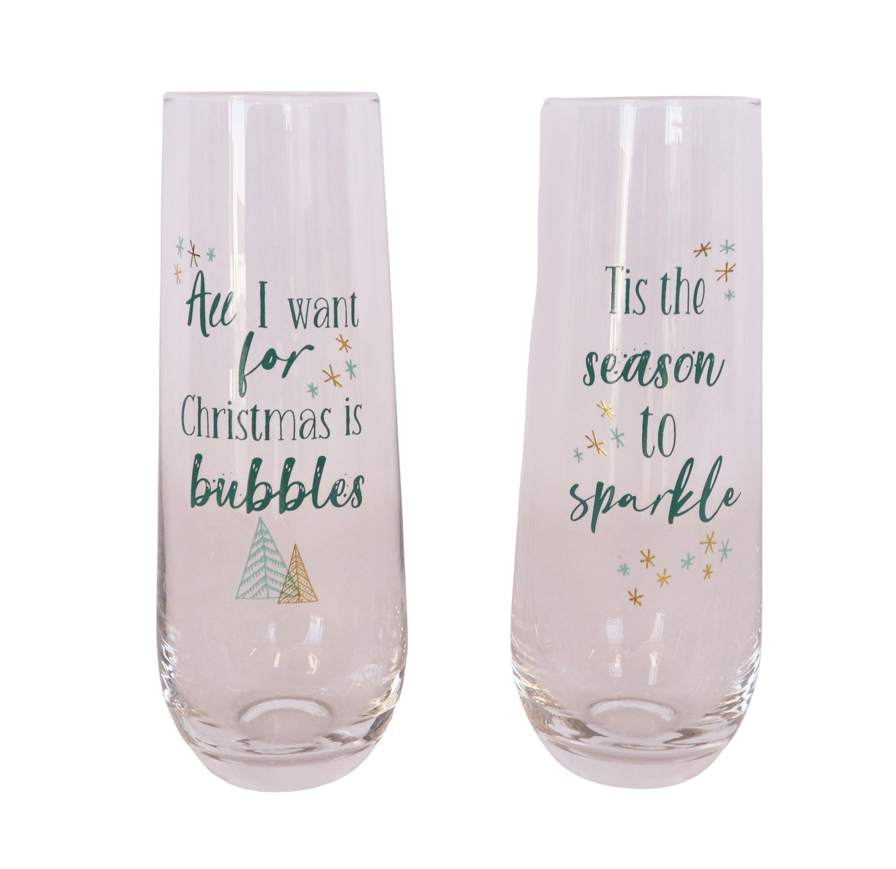 All I Want for Christmas is Bubbles Champagne Glass (Set of 2) - Love Shack Giftware