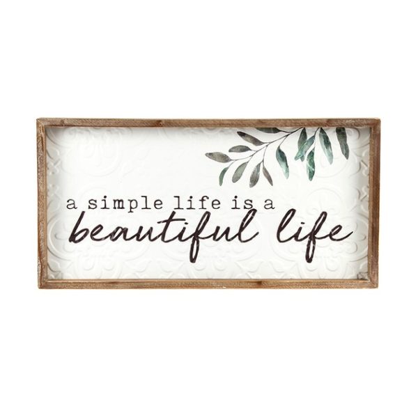 Pressed Metal With Timber Wallhanging Beautiful Life - Love Shack Giftware