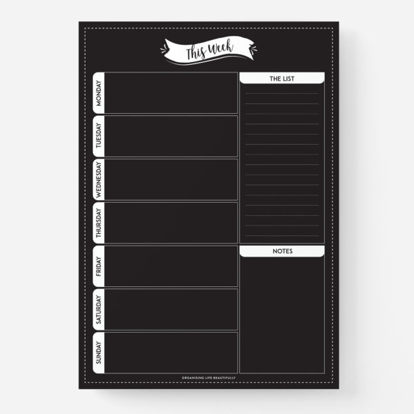 A3 Black Weekly Planner - Love Shack Giftware