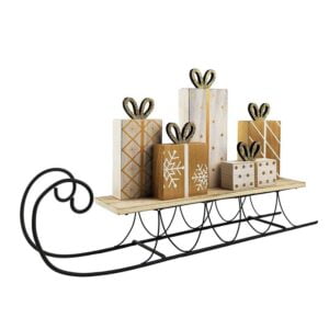 Presents on Sleigh Decoration White & Gold - Love Shack Giftware