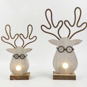 Reindeer with Glasses and Light up Nose - Love Shack Giftware