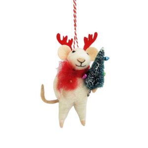 Quirky Mouse Dressed as a Reindeer Hanging Decoration - Love Shack Giftware