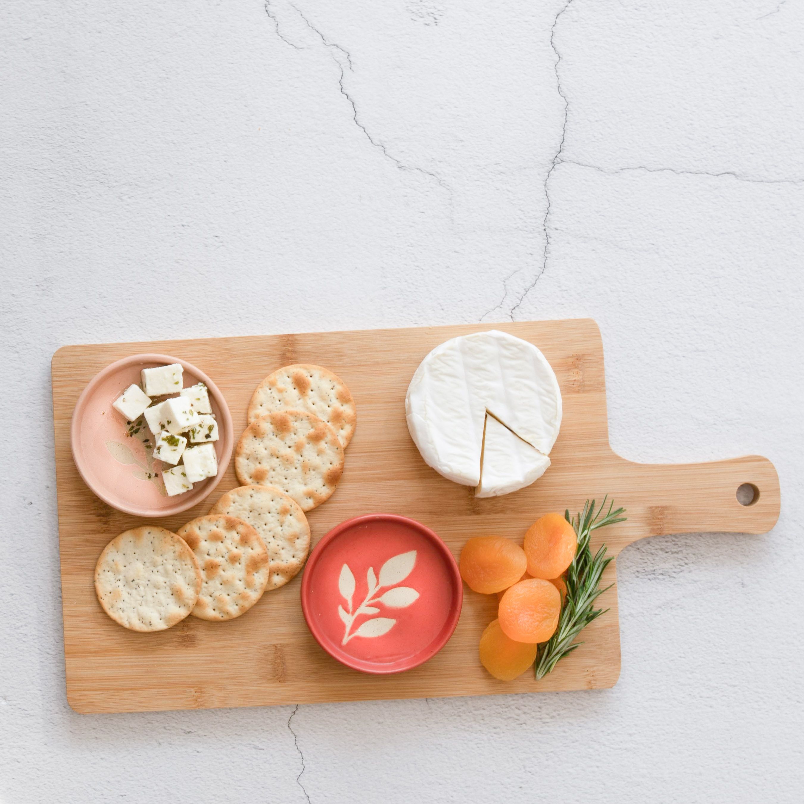 Shae Foliage Dish & Wooden Board - Pink, Terracotta & Natural Platter - Love Shack Giftware