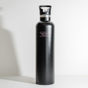1 Litre Insulated Water Bottle Black - Love Shack Giftware