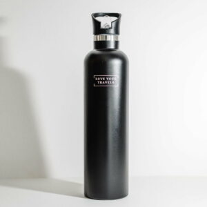 1 Litre Insulated Water Bottle Black - Love Shack Giftware