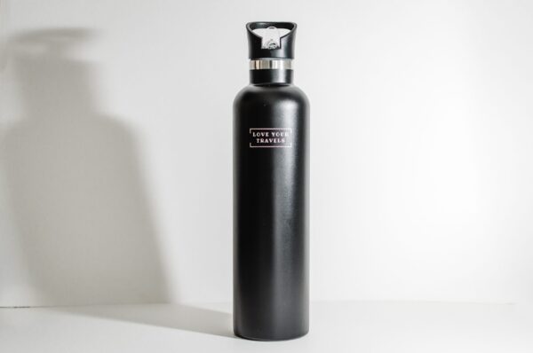 1 Litre Insulated Water Bottle Black - Love Shack Giftware