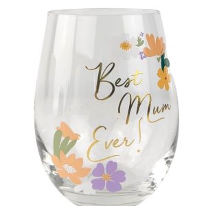 Best Mum Ever Floral Wine Glass Colourful - Love Shack Giftware