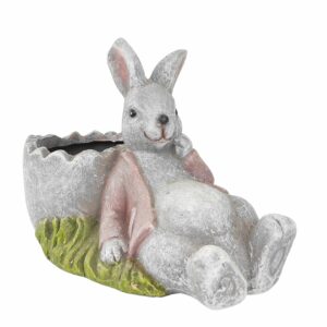 Cute Bunny with Egg Shell Planter Grey - Love Shack Giftware