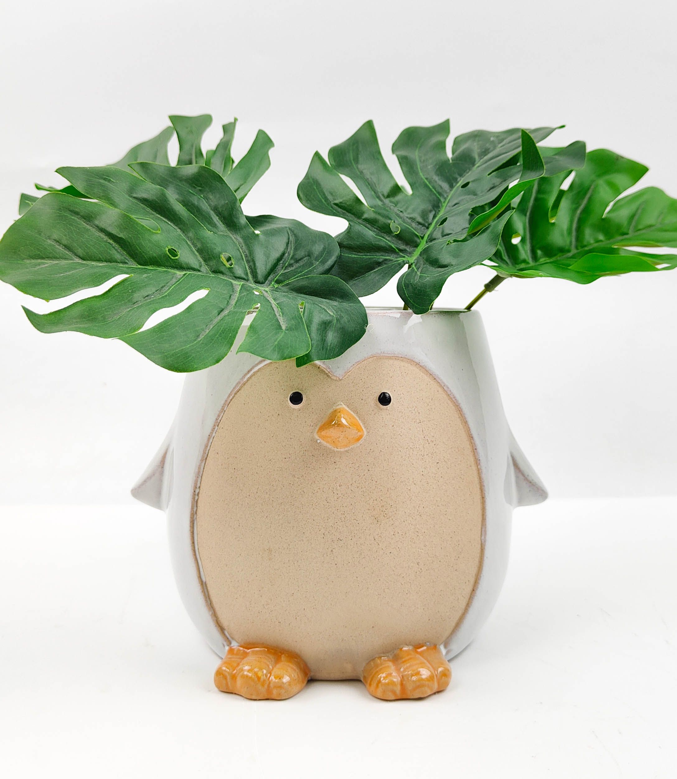 Penguin Planter White Small With Plant - Love Shack Giftware