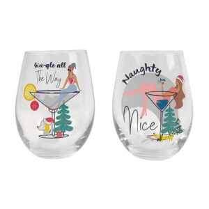 Gin-gle All the Way, Naughty & Nice Wine Glass - Love Shack Giftware